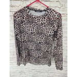Dealmore Mesh Leopard Print Top Size Medium NEW Long Sleeve